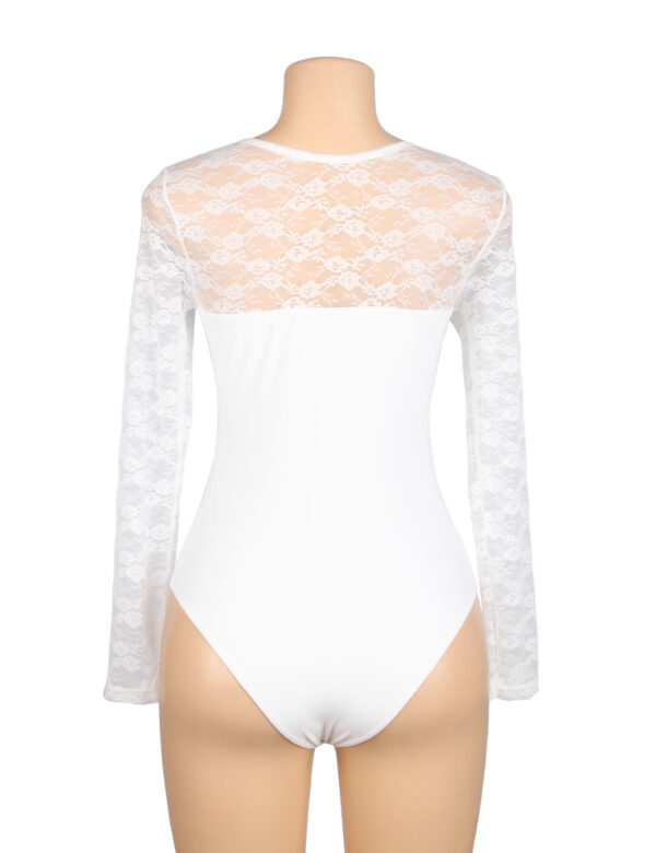 Body dentelle manches longues col rond blanc (3) Body dentelle manches longues col rond