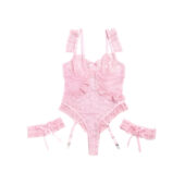 Body dentelle romantique jarretières Rose (6) Body dentelle romantique jarretières