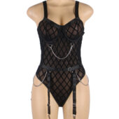 Body mesh cage à chaînes et jarretières