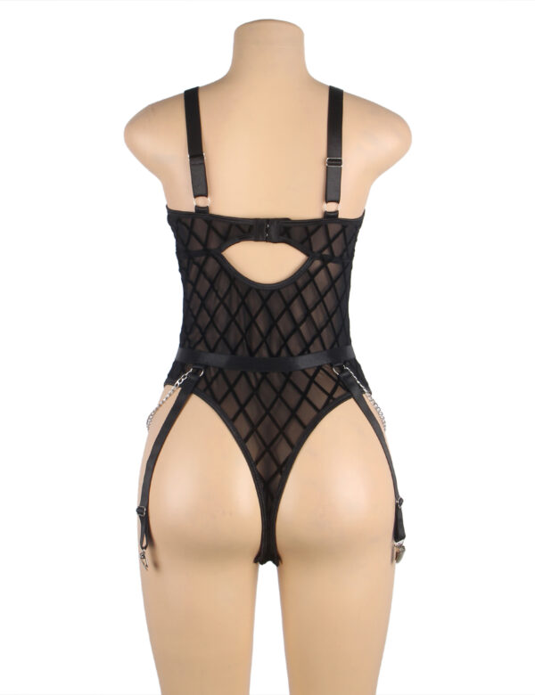 Body mesh cage à chaînes et jarretières