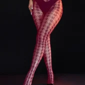 Collants bordeaux en résille à motifs géométriques (5) Collants bordeaux en résille à motifs géométriques