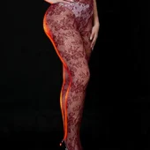 Collants bordeaux en résille florale (4) Collants bordeaux en résille florale