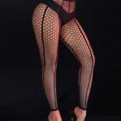 Collants noirs en résille à bandes verticales (4) Collants noirs en résille à bandes verticales