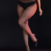 Collants noirs en résille fine ouverts à l’entrejambe (4) Collants noirs en résille fine ouverts à l’entrejambe