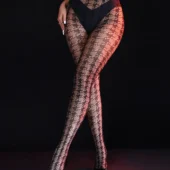 Collants noirs en résille graphique à chevrons (2) Collants noirs en résille graphique à chevrons