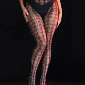 Collants noirs en résille graphique à chevrons (4) Collants noirs en résille graphique à chevrons