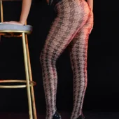 Collants noirs en résille graphique à chevrons (5) Collants noirs en résille graphique à chevrons