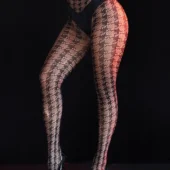 Collants noirs en résille graphique à chevrons (6) Collants noirs en résille graphique à chevrons