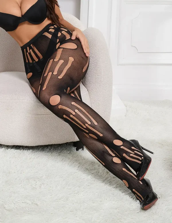 Collants noirs grunge effet déchiré