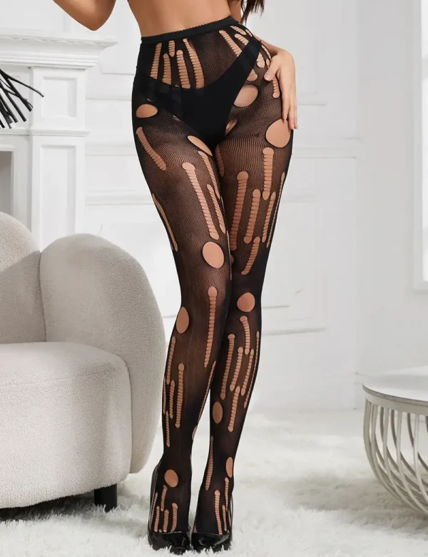 Collants noirs grunge effet déchiré