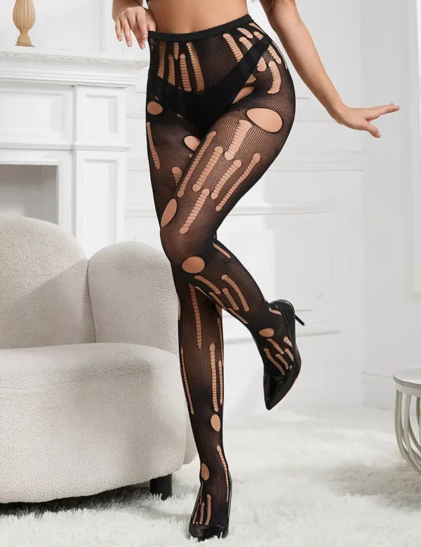 Collants noirs grunge effet déchiré