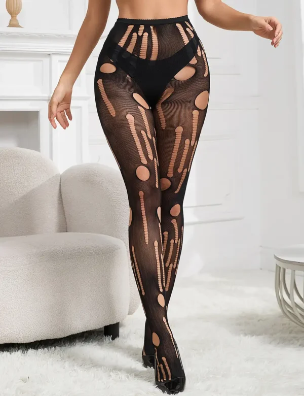 Collants noirs grunge effet déchiré