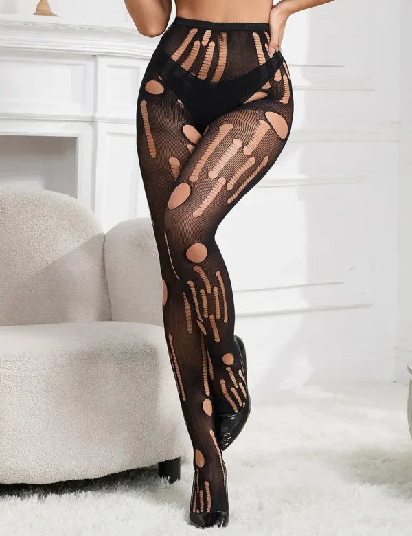 Collants noirs grunge effet déchiré