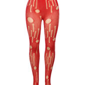Collants rouges en maille effet déchiré