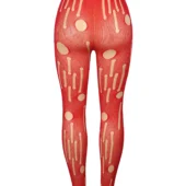 Collants rouges en maille effet déchiré