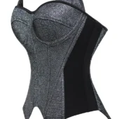 Corset bustier scintillant noir et argent (5) Corset bustier scintillant noir et argent