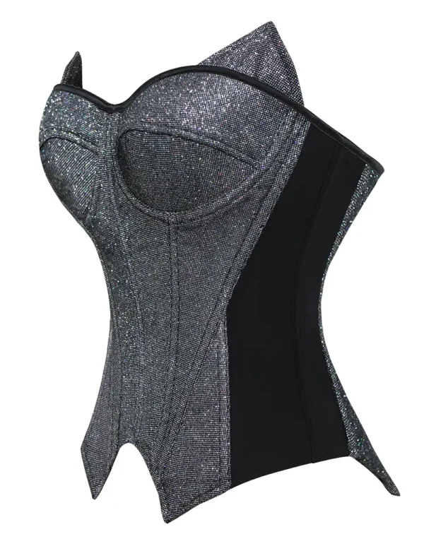 Corset bustier scintillant noir et argent (5) Corset bustier scintillant noir et argent