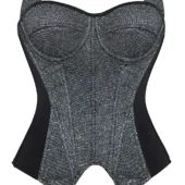 Corset bustier scintillant noir et argent (6) Corset bustier scintillant noir et argent