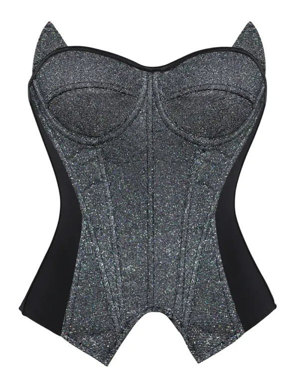 Corset bustier scintillant noir et argent (6) Corset bustier scintillant noir et argent