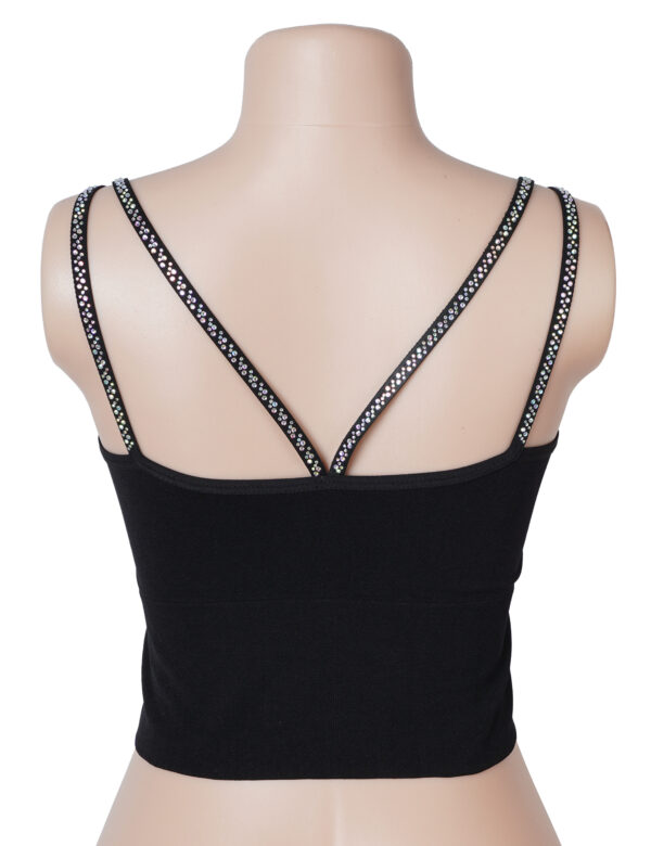 Crop top strass bustier motif dos croisé (3) Crop top strass bustier motif dos croisé