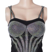 Crop top strass bustier motif dos croisé (4) Crop top strass bustier motif dos croisé