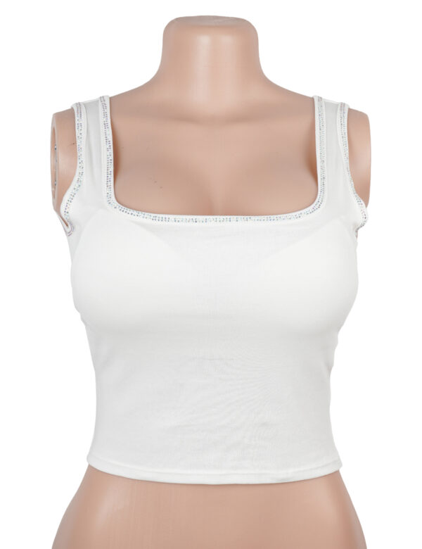 Crop top strass dos croisé blanc (6) Crop top strass dos croisé