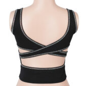 Crop top strass dos croisé noir (2) Crop top strass dos croisé