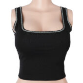 Crop top strass dos croisé noir (3) Crop top strass dos croisé