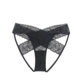 Culotte Dos Croisé Dentelle Ajourée Noir (1) Culotte Dos Croisé Dentelle Ajourée