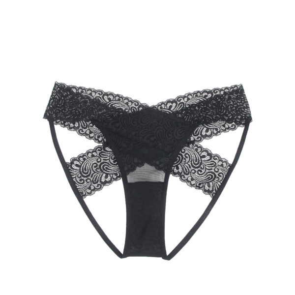 Culotte Dos Croisé Dentelle Ajourée Noir (1) Culotte Dos Croisé Dentelle Ajourée