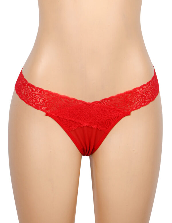 Culotte Dos Croisé Dentelle Ajourée Rouge (3) Culotte Dos Croisé Dentelle Ajourée