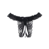 Culotte Ouverte Dentelle Perlée Avant Noir (2) Culotte Ouverte Dentelle Perlée Avant