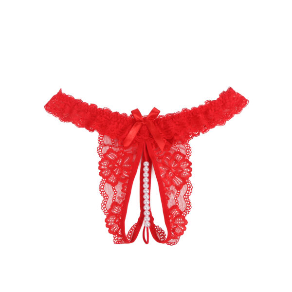 Culotte Ouverte Dentelle Perlée Avant Rouge (2) Culotte Ouverte Dentelle Perlée Avant