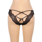 Culotte dentelle échancrée brides croisées Océane noir (3) Culotte dentelle échancrée brides croisées Océane