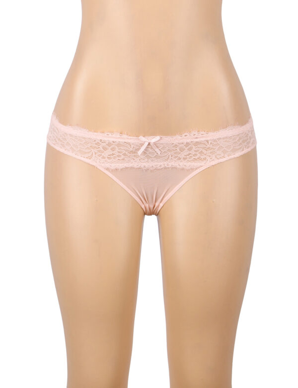 Culotte dentelle échancrée brides croisées Océane rose (2) Culotte dentelle échancrée brides croisées Océane