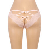 Culotte dentelle échancrée brides croisées Océane rose (3) Culotte dentelle échancrée brides croisées Océane