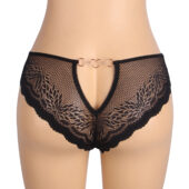 Culotte dentelle florale anneau cœur Isolde noir (4) Culotte dentelle florale anneau cœur Isolde