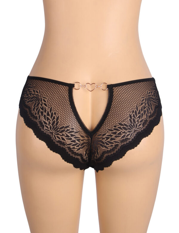 Culotte dentelle florale anneau cœur Isolde noir (4) Culotte dentelle florale anneau cœur Isolde