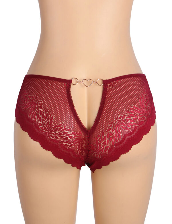 Culotte dentelle florale anneau cœur Isolde rouge (2) Culotte dentelle florale anneau cœur Isolde
