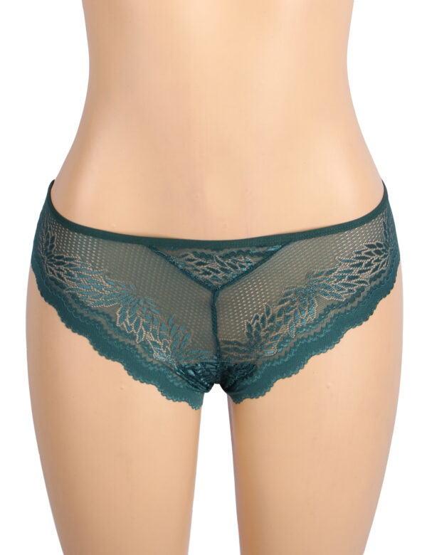 Culotte dentelle florale anneau cœur Isolde vert (3) Culotte dentelle florale anneau cœur Isolde