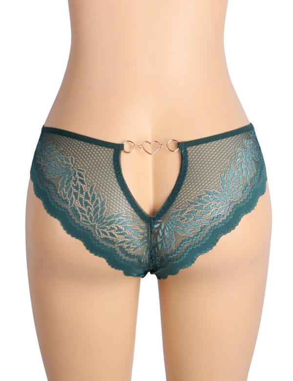 Culotte dentelle florale anneau cœur Isolde vert (4) Culotte dentelle florale anneau cœur Isolde
