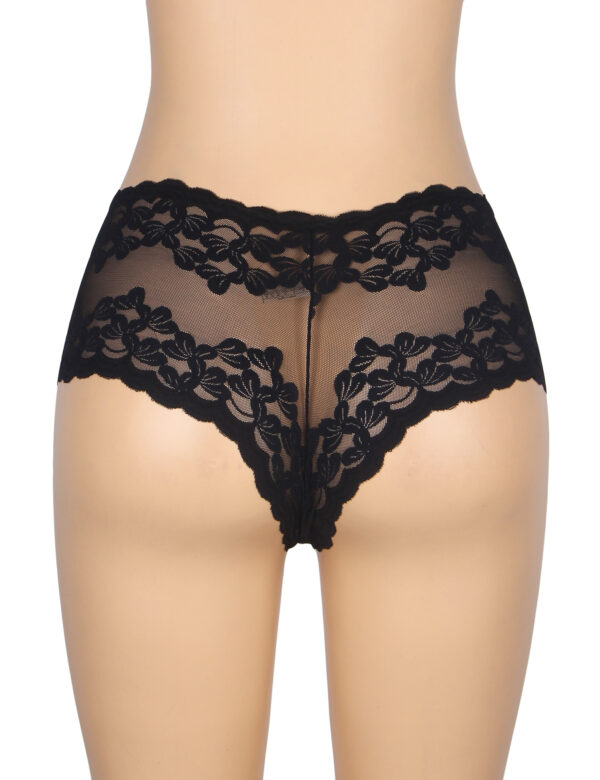 Culotte dentelle florale échancrée Mirella noir