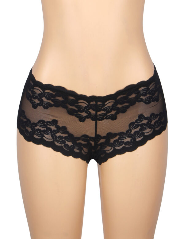 Culotte dentelle florale échancrée Mirella noir