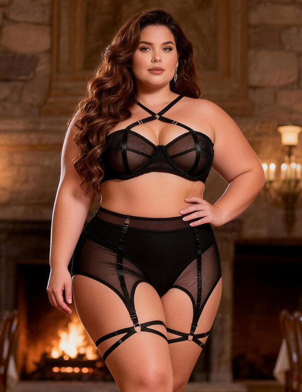 Ensemble 4 pièces vintage fatale pin-up grande taille (1) Ensemble 4 pièces vintage fatale pin-up