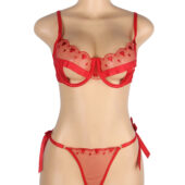 Ensemble Valentin Dream cœurs brodés rouge (3) Ensemble Valentin Dream cœurs brodés rouge