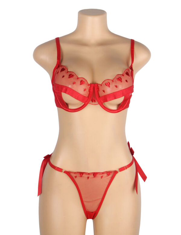 Ensemble Valentin Dream cœurs brodés rouge (3) Ensemble Valentin Dream cœurs brodés rouge