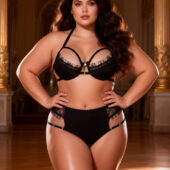 Ensemble balconnet dentelle effilochée Thalia grande taille (1) Ensemble balconnet dentelle effilochée Thalia
