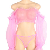 Ensemble bandeau tulle manches bouffantes rose Pivoine (6) Ensemble bandeau tulle manches bouffantes rose Pivoine