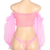 Ensemble bandeau tulle manches bouffantes rose Pivoine (7) Ensemble bandeau tulle manches bouffantes rose Pivoine