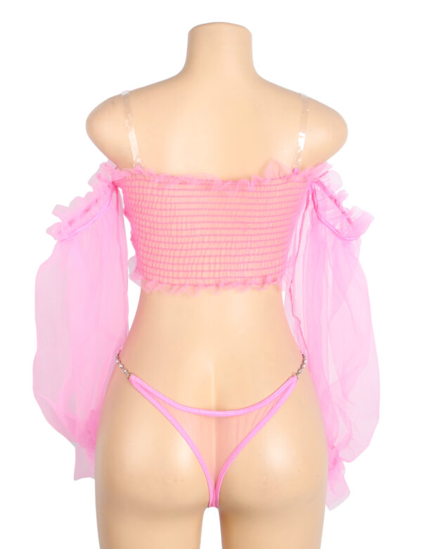 Ensemble bandeau tulle manches bouffantes rose Pivoine (7) Ensemble bandeau tulle manches bouffantes rose Pivoine